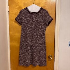 LOFT Women's Dress Purple A Line Short Sleeve Knit Fringe